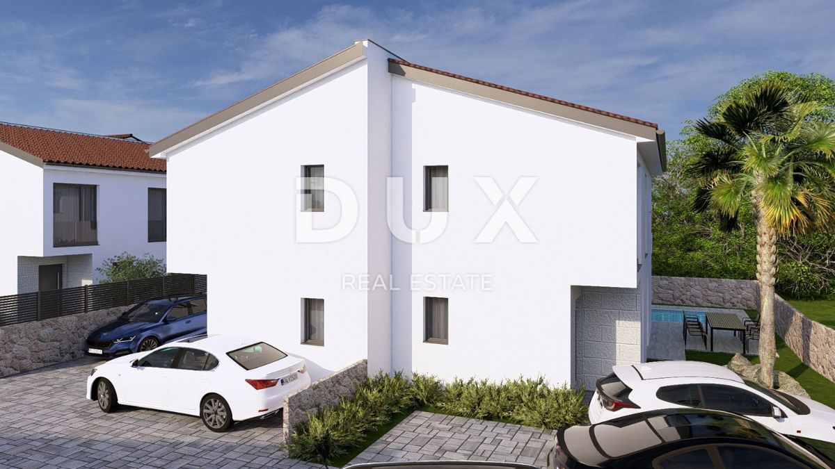 ISOLA DI KRK, MALINSKA - Moderna casa bifamiliare, piscina, parcheggio, vista