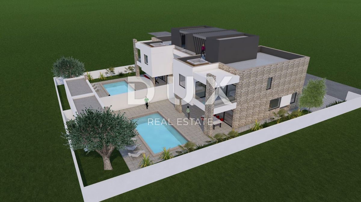 ZADAR, ZUKVE - Spaziosa casa bifamiliare con piscina! Nuova costruzione! E