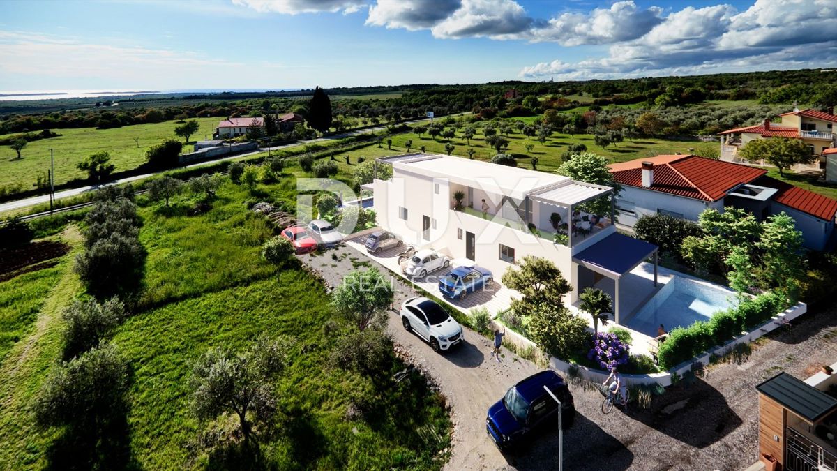 ISTRIA, GALIŽANA - Terreno edificabile con permesso per una villa moderna con vista panoramica sul mare