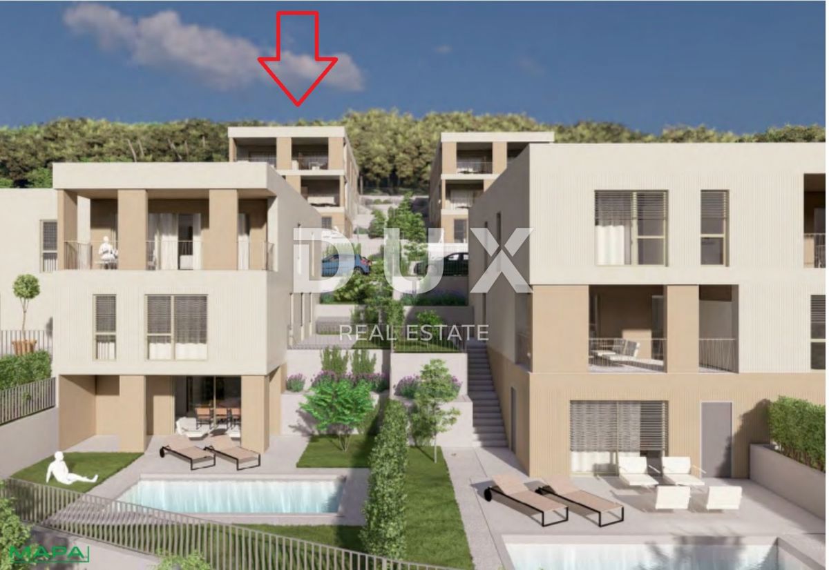 RIJEKA, KOSTRENA - esclusivo appartamento duplex 209,14 m2 nuova costruzione con splendida vista mare e piscina + giardino 356,39 m2 - S2-A