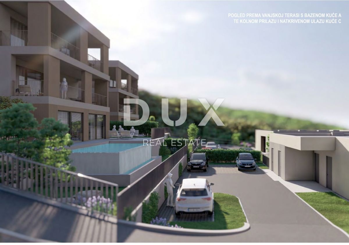 RIJEKA, KOSTRENA - esclusivo appartamento duplex 209,14 m2 nuova costruzione con splendida vista mare e piscina + giardino 356,39 m2 - S2-A