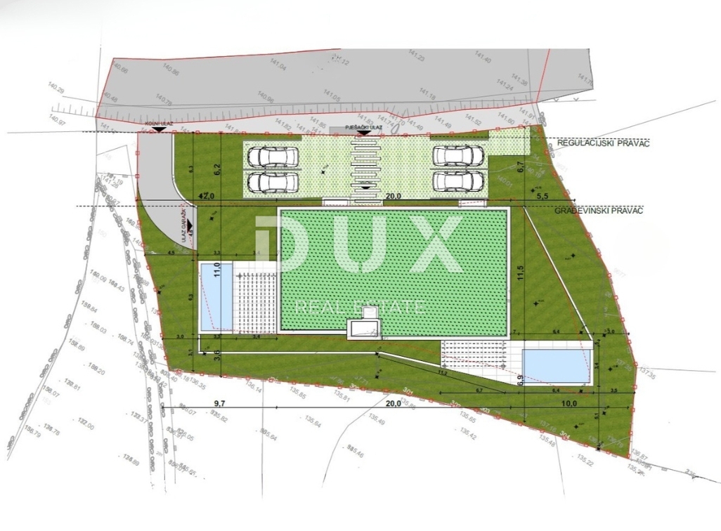 OPATIJA, IČIĆI - terreno con permesso di costruzione per un edificio di lusso, 5 appartamenti e vista panoramica sul mare
