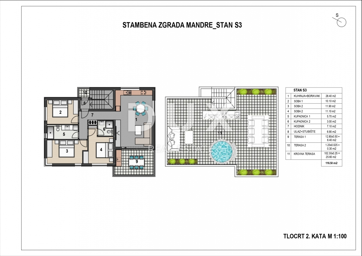 Appartamento Mandre, Kolan, 10m2