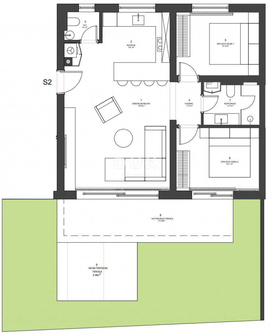 ZADAR, ZATON - Nuovo edificio con giardino a 45 metri dalla spiaggia! A2