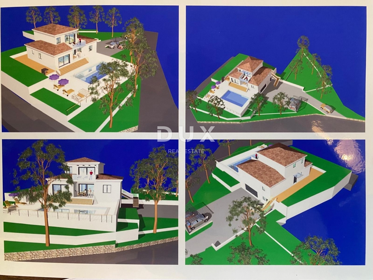 ABBAZIA, LOVRAN - terreno edificabile di 2.078 m2 con vista mare e PERMESSO DI COSTRUZIONE per una casa indipendente con piscina! OCCASIONE!