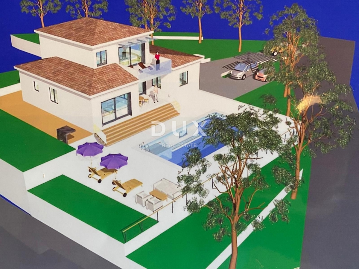 ABBAZIA, LOVRAN - terreno edificabile di 2.078 m2 con vista mare e PERMESSO DI COSTRUZIONE per una casa indipendente con piscina! OCCASIONE!