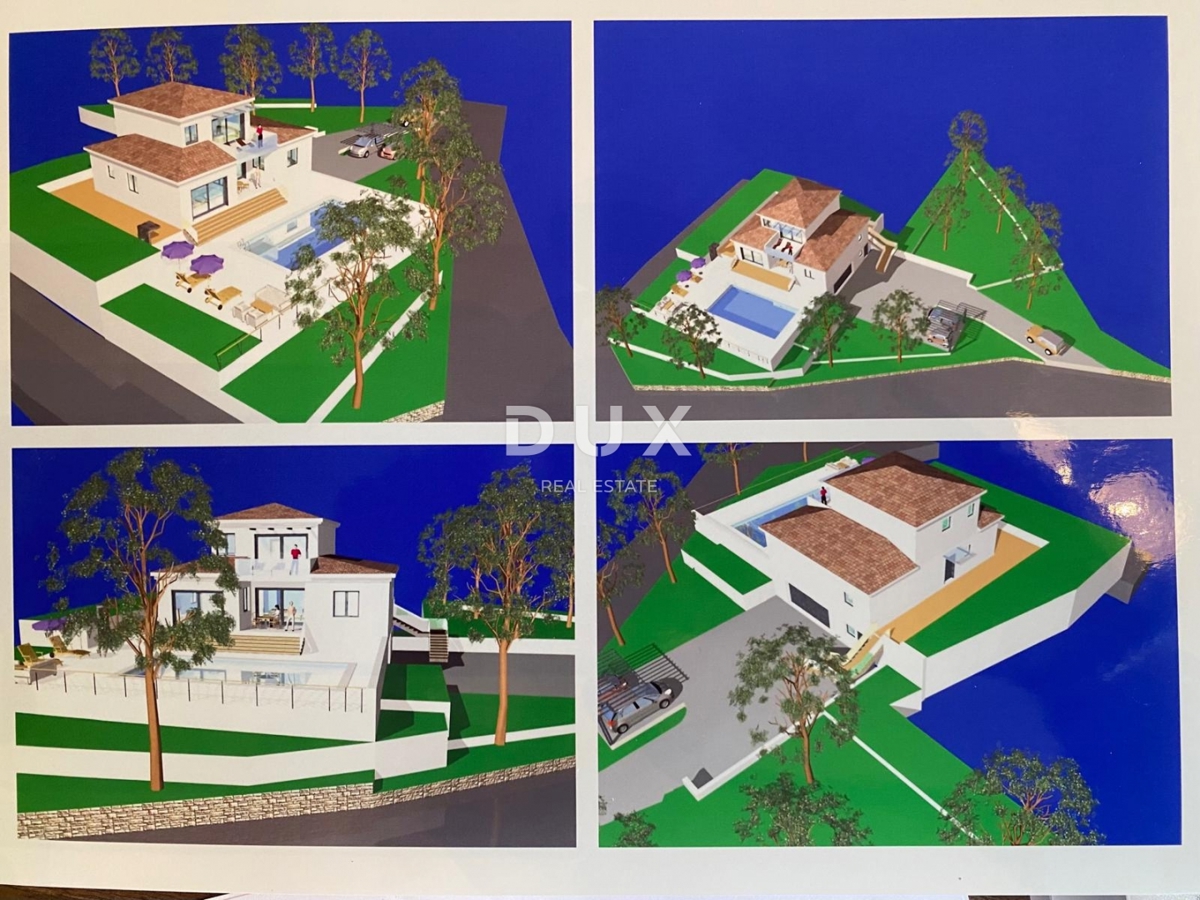 ABBAZIA, LOVRAN - terreno edificabile di 2.078 m2 con vista mare e PERMESSO DI COSTRUZIONE per una casa indipendente con piscina! OCCASIONE!