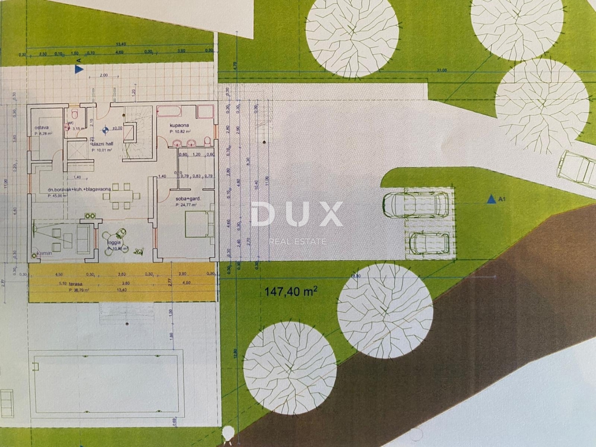 ABBAZIA, LOVRAN - terreno edificabile di 2.078 m2 con vista mare e PERMESSO DI COSTRUZIONE per una casa indipendente con piscina! OCCASIONE!