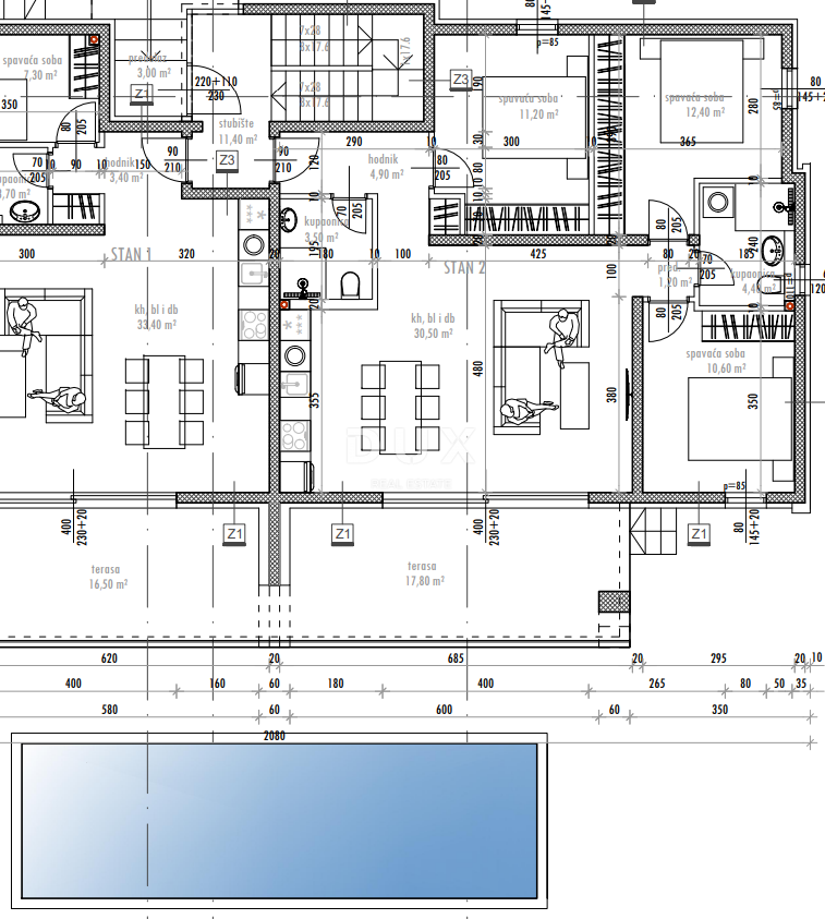 ZADAR, SUKOŠAN - Nuova costruzione di alta qualità! Riscaldamento a pavimento, piscina riscaldata, a 120 metri dal mare...! S2
