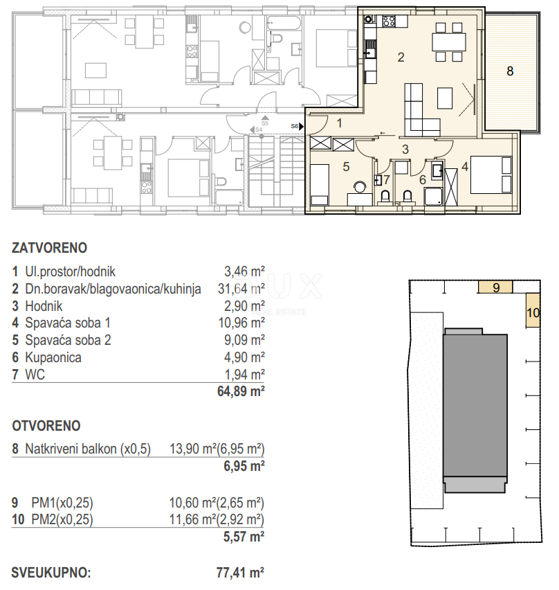 ISOLA DI PAG, MANDRE - Moderno edificio nuovo con vista mare a 80 metri dalla spiaggia! S6