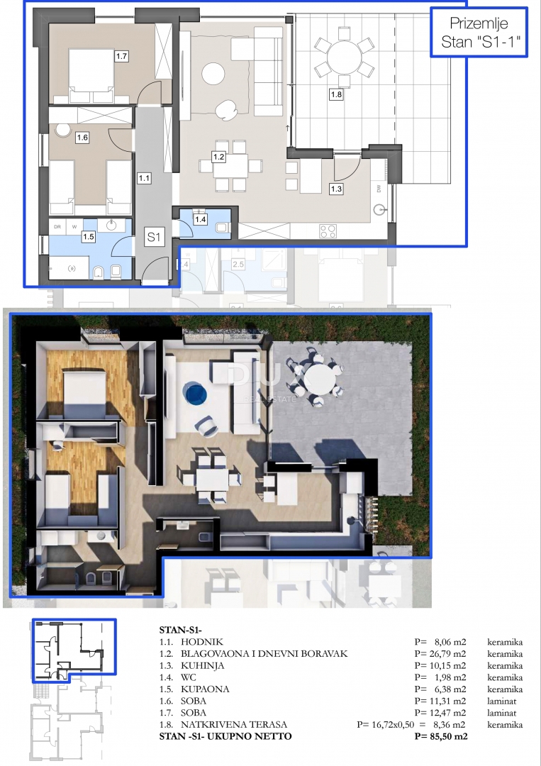 ISTRIA, LABIN - Appartamento al piano terra di un moderno edificio di nuova costruzione