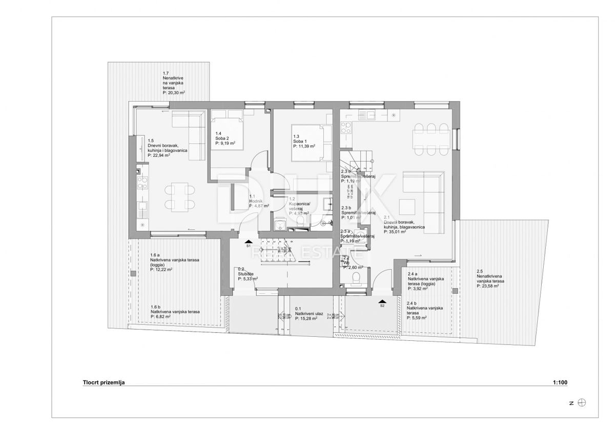ISOLA DI PAG, POVLJANA - Appartamento con due camere da letto e giardino in un nuovo edificio