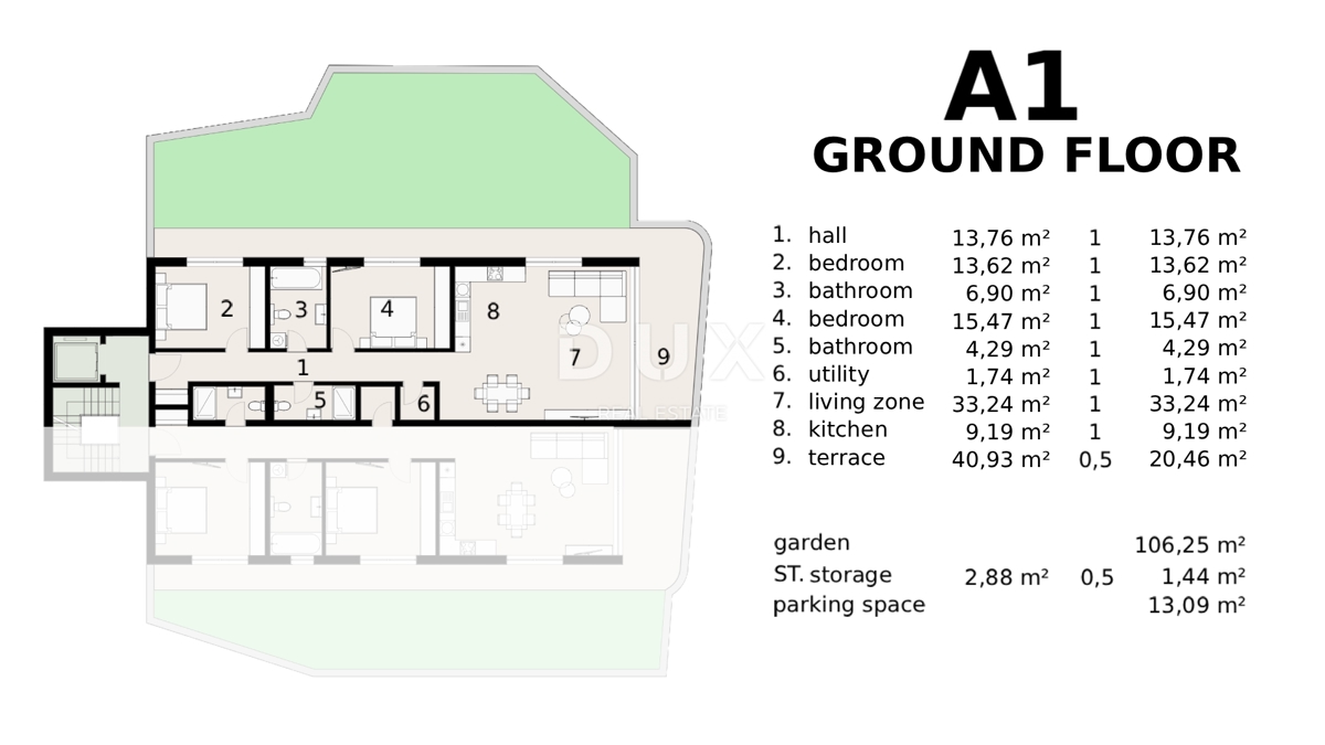 OPATIJA, IČIĆI - Lusso al piano terra: giardino, pace e vista sul mare aperto