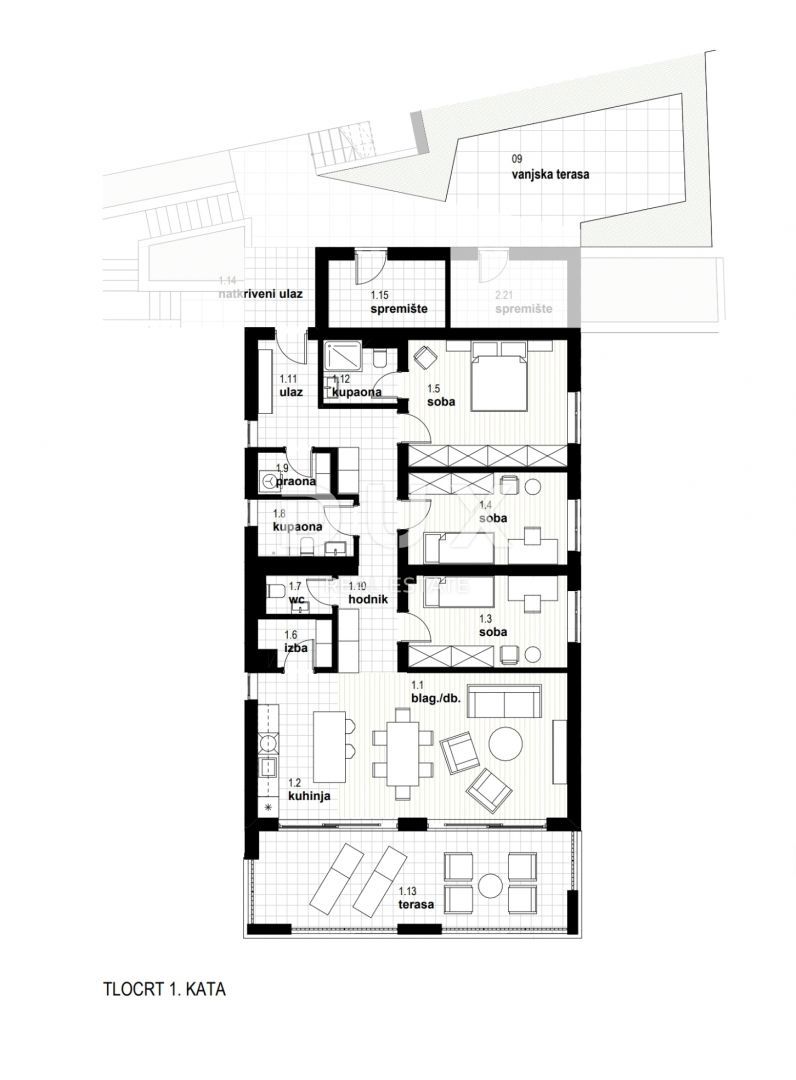 RIJEKA, KOSTRENA - appartamento esclusivo 138,86 m2 nuova costruzione con splendida vista mare + giardino 72,56m2 - S1-B