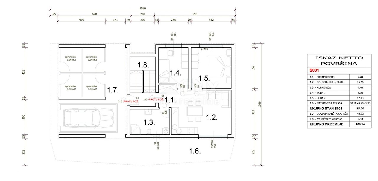 Appartamento Veli vrh, Pula, 116,29m2