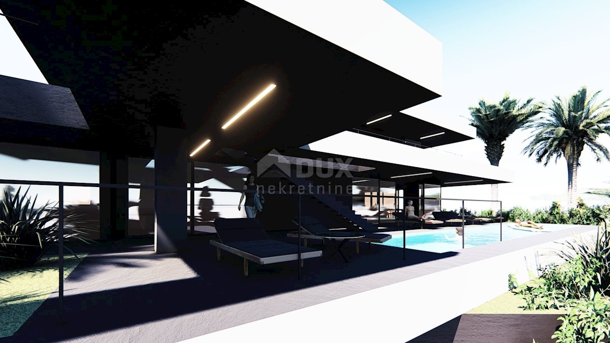 OPATIJA, KOLAVIĆI - terreno edificabile 1096m2 con un progetto per una villa con vista panoramica sul mare per una casa familiare/villa/casa in affitto - vacanza con piscina