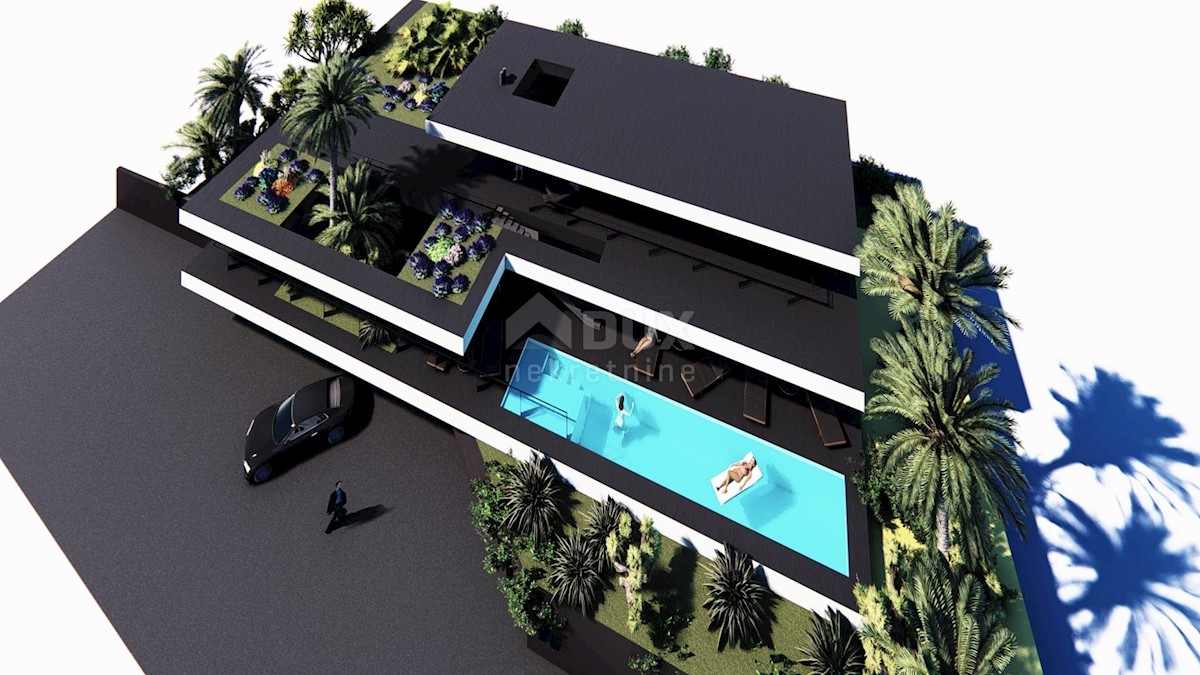 OPATIJA, KOLAVIĆI - terreno edificabile 1096m2 con un progetto per una villa con vista panoramica sul mare per una casa familiare/villa/casa in affitto - vacanza con piscina