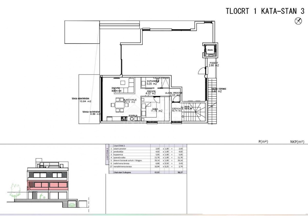 ZADAR, KOŽINO - Lussuoso appartamento con terrazza in una villa urbana S3