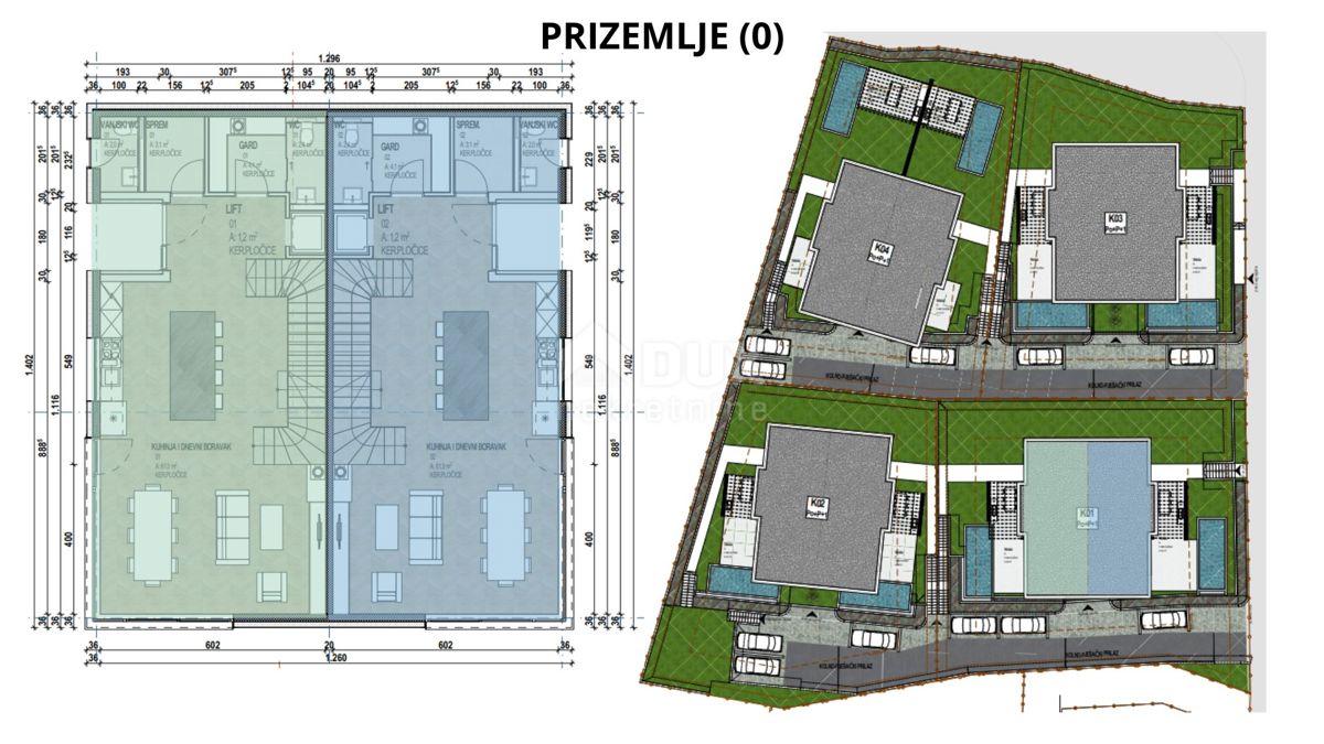 KOSTRENA - Appartamento con piscina, garage, ascensore e vista mare