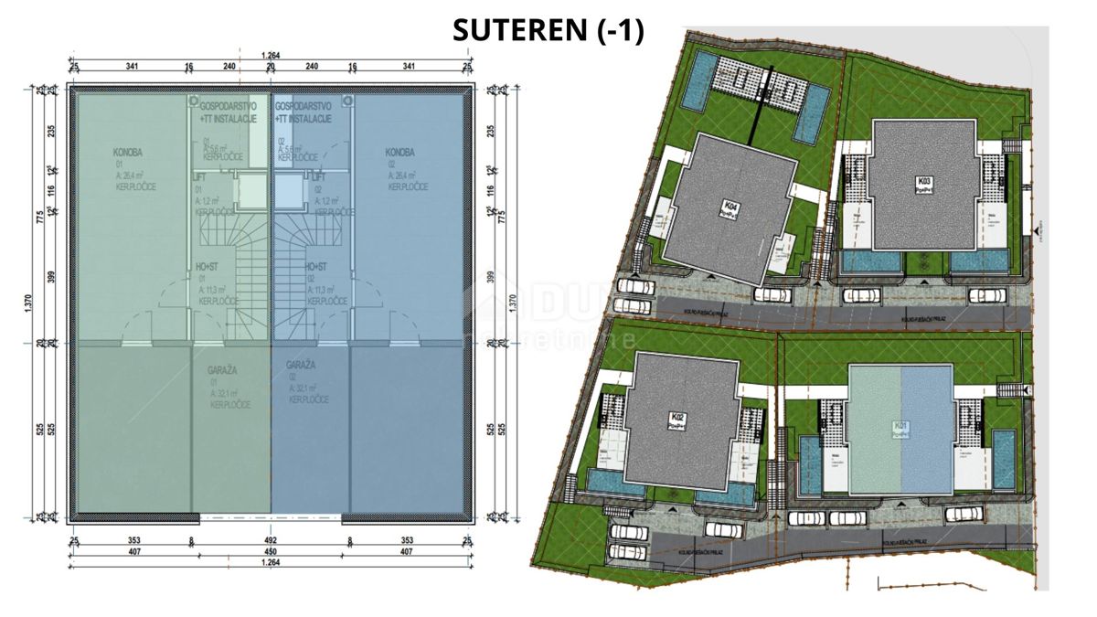 KOSTRENA - Appartamento con piscina, garage, ascensore e vista mare