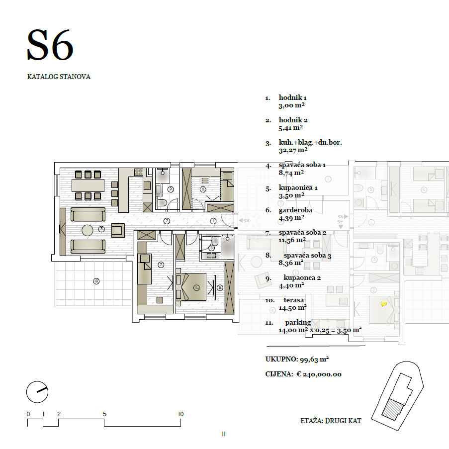 ŠIBENIK, VODICE - Appartamento S6 in una nuova costruzione