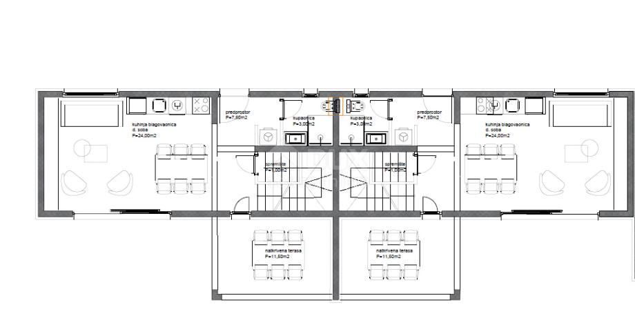 ZADAR, PRIVLAKA - Casa a schiera con piscina a 100 metri dal mare