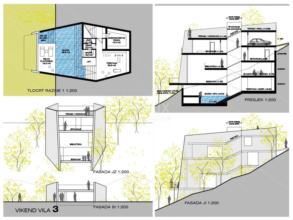 GORSKI KOTAR, FUŽINE - progetto unico nel cuore del Gorski kotar, terreno edificabile di 2140 m2 con progetto per una villa, opportunità di investimento!