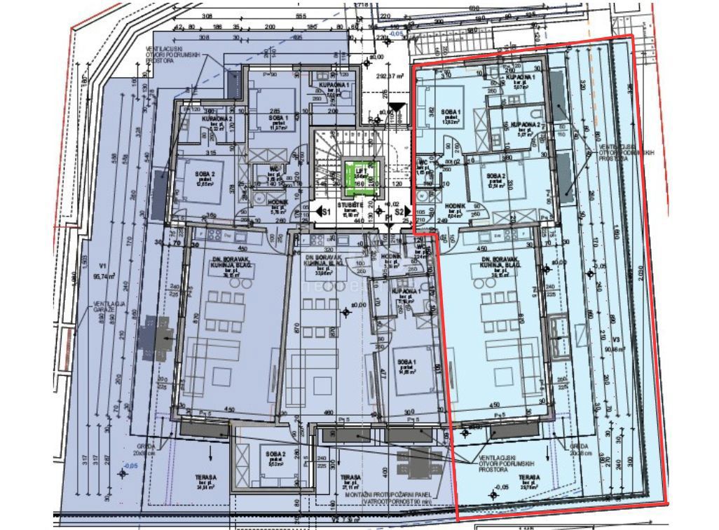 OPATIJA, CENTRO - appartamento più grande in una nuova costruzione con vista mare, piscina in comune, garage 