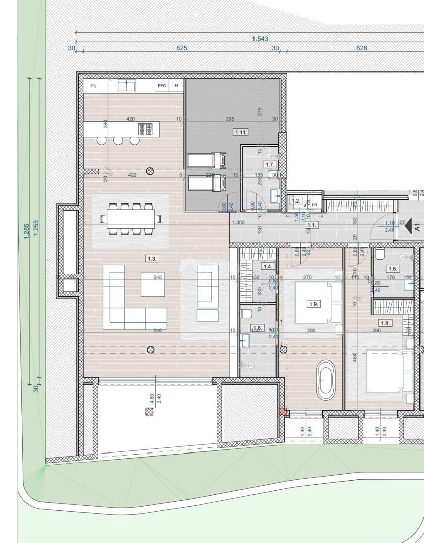 OPATIJA, CENTRO - appartamento al piano terra 147m2 con vista mare - A1