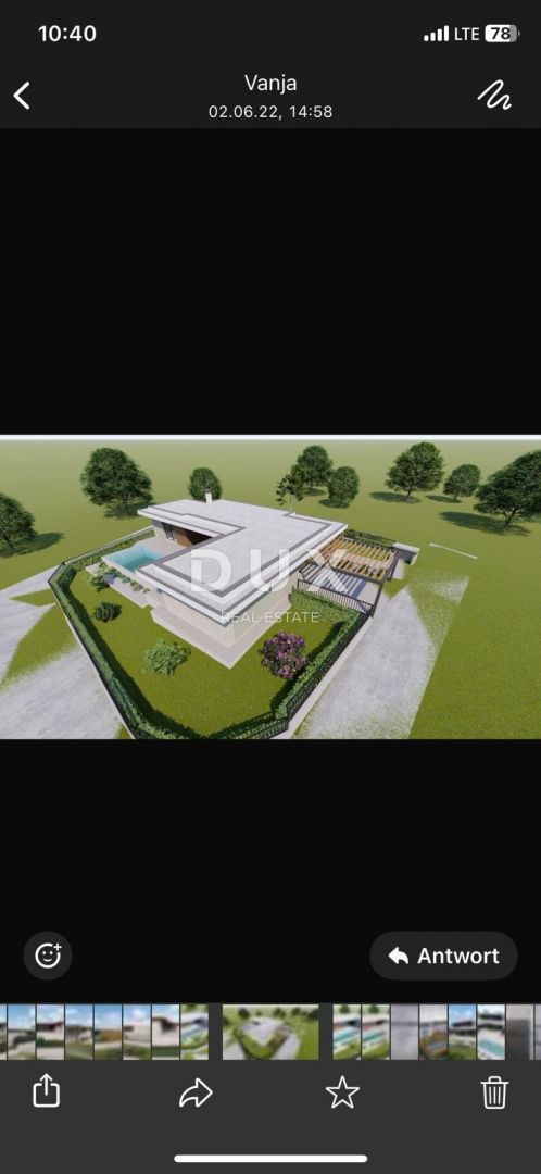 ISTRIA, GALIAŽANA - Terreno edificabile di 759 m2 con permesso di costruire per una casa di 145 m2 su un piano con piscina