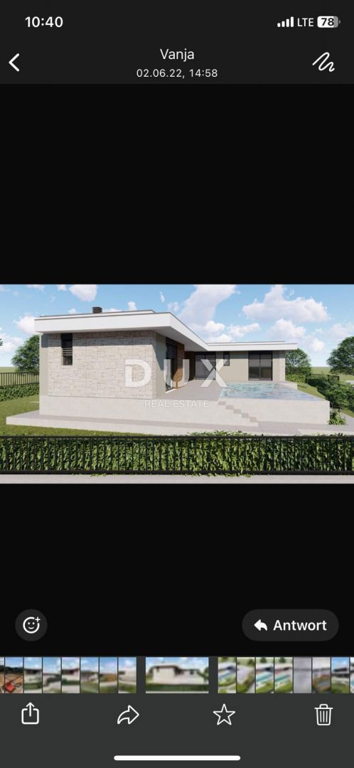 ISTRIA, GALIAŽANA - Terreno edificabile di 759 m2 con permesso di costruire per una casa di 145 m2 su un piano con piscina