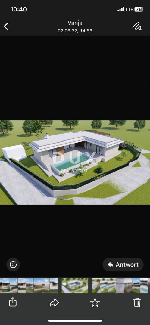 ISTRIA, GALIAŽANA - Terreno edificabile di 759 m2 con permesso di costruire per una casa di 145 m2 su un piano con piscina