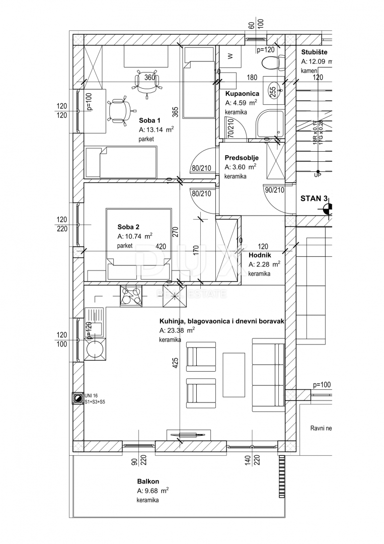 RIJEKA, VIŠKOVO - appartamento 3. (67 m2) IN NUOVA COSTRUZIONE 2 CAMERE DA LETTO + SOGGIORNO, EDIFICIO URBANO VIŠKOVO! OPPORTUNITÀ!