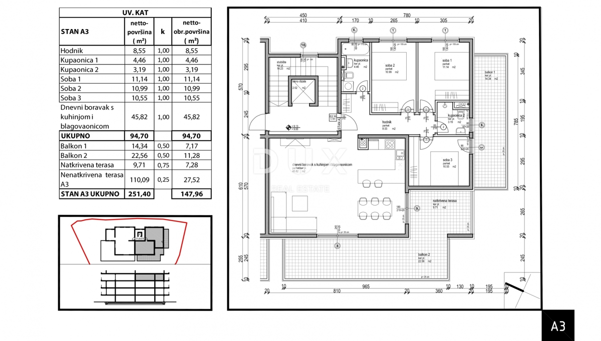 ISTRIA, TAR - Attico 3SS+DB con terrazza sul tetto, situato in un nuovo edificio di alta qualità a soli 350 m dal mare
