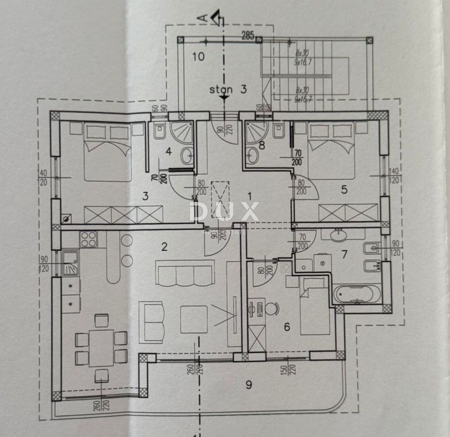 MATULJI - 3 camere da letto + soggiorno, VISTA, GIARDINO, 2 posti auto, 3 bagni!