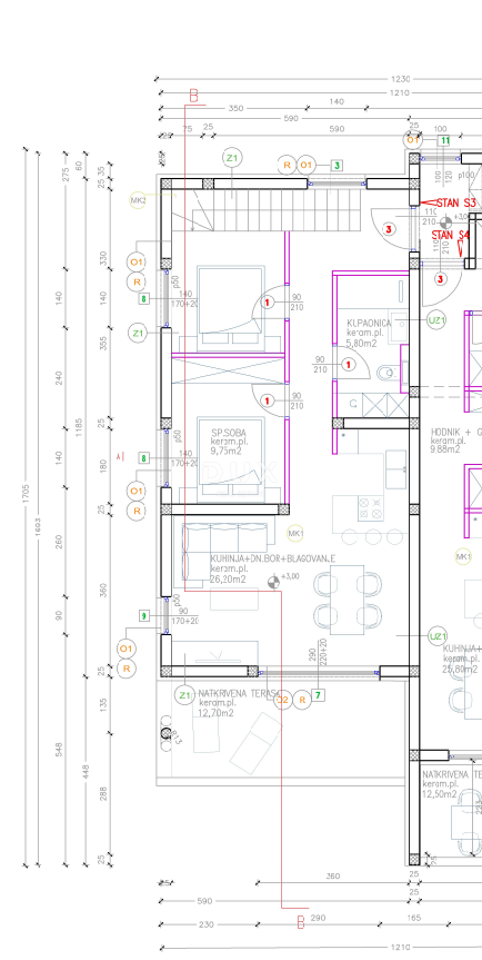 ŠIBENIK, VODICE - Appartamento al primo piano con terrazza