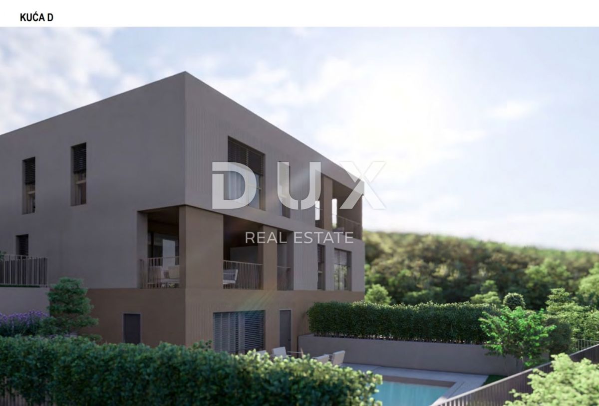 RIJEKA, KOSTRENA - esclusivo appartamento a due piani 163,89 m2 nuova costruzione con splendida vista mare e piscina + giardino 176,65 m2 - S1-D