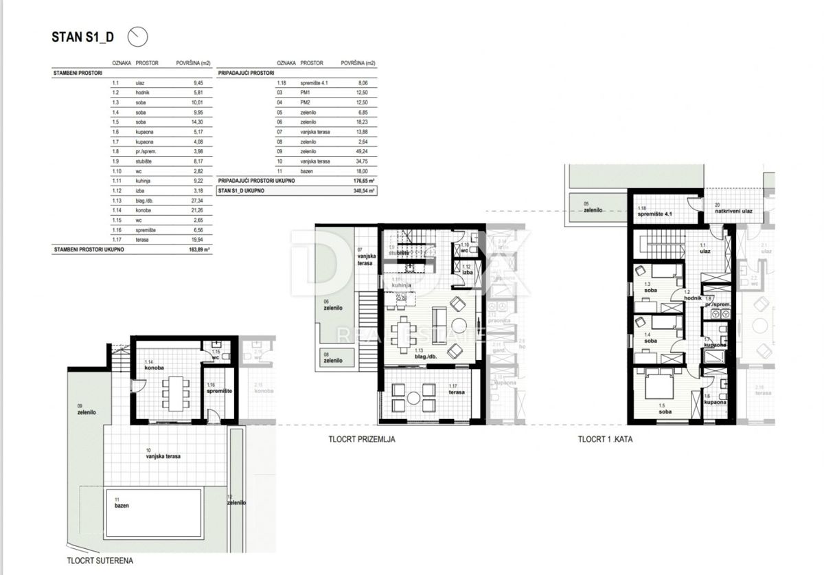 RIJEKA, KOSTRENA - esclusivo appartamento a due piani 163,89 m2 nuova costruzione con splendida vista mare e piscina + giardino 176,65 m2 - S1-D