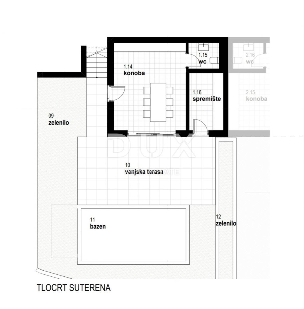 RIJEKA, KOSTRENA - esclusivo appartamento a due piani 163,89 m2 nuova costruzione con splendida vista mare e piscina + giardino 176,65 m2 - S1-D