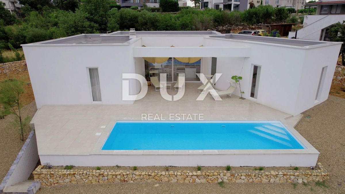 ISOLA DI KRK, LINARDIĆI - Lussuosa casa moderna a un piano con piscina e vista mare