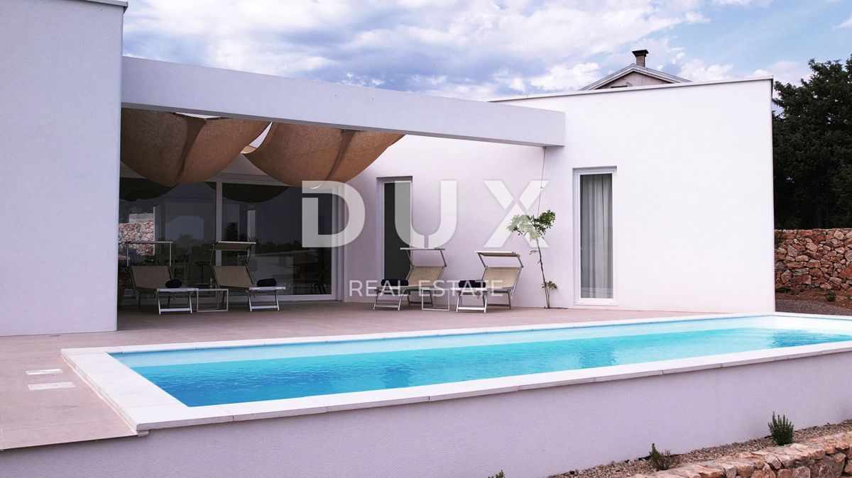 ISOLA DI KRK, LINARDIĆI - Lussuosa casa moderna a un piano con piscina e vista mare