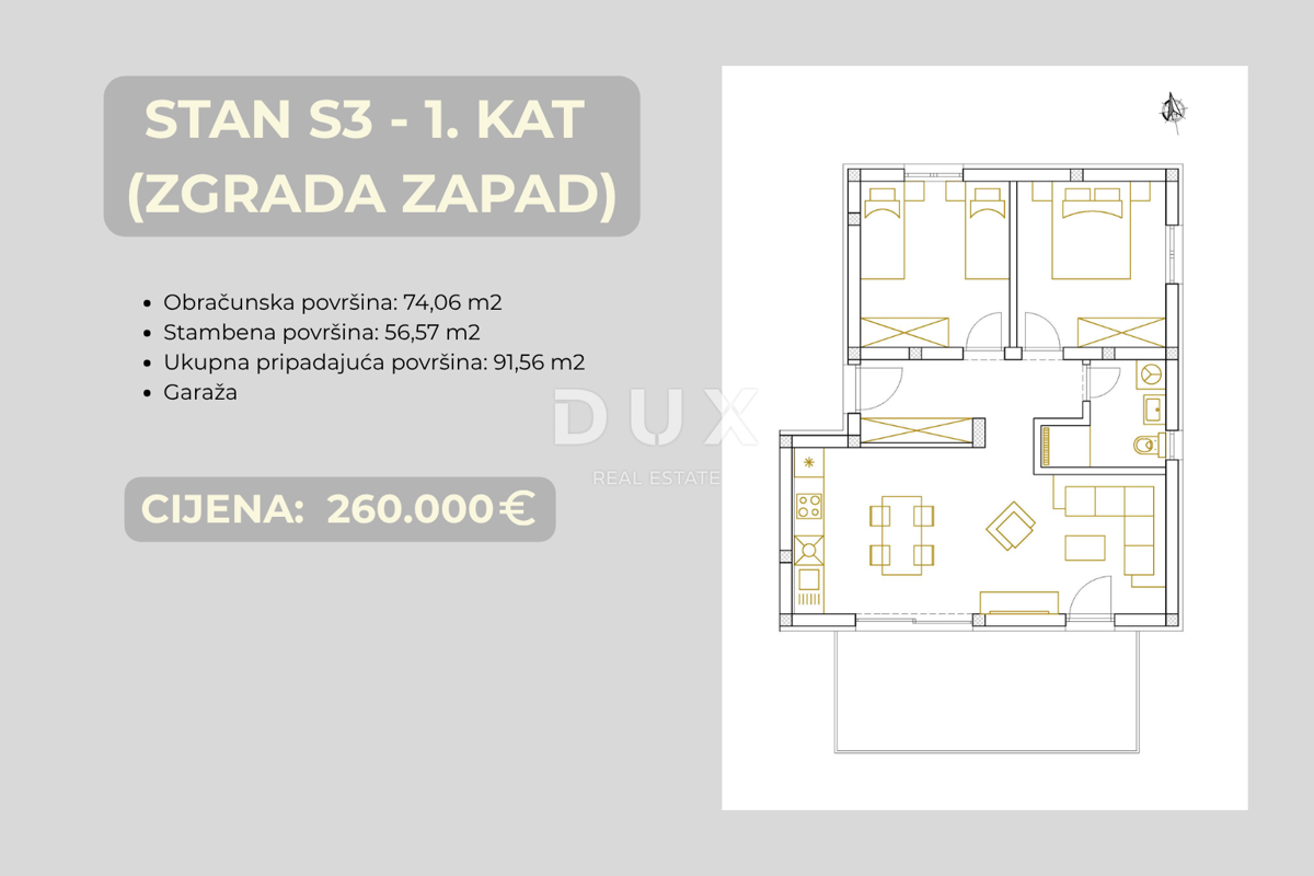 ŠIBENIK, BRODARICA – NUOVO EDIFICIO, terrazza 15 m² e garage, 270 m dal mare