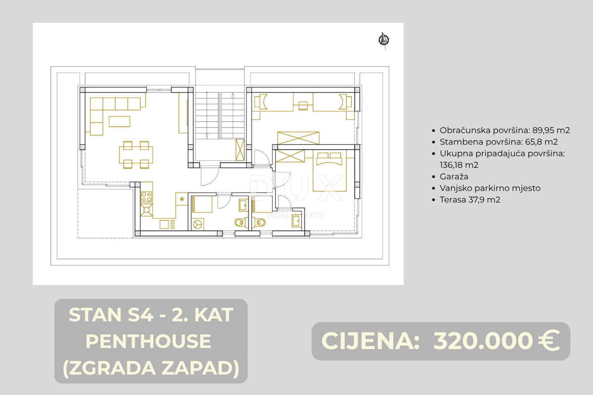 ŠIBENIK, BRODARICA – NUOVO EDIFICIO, terrazza 15 m² e garage, 270 m dal mare