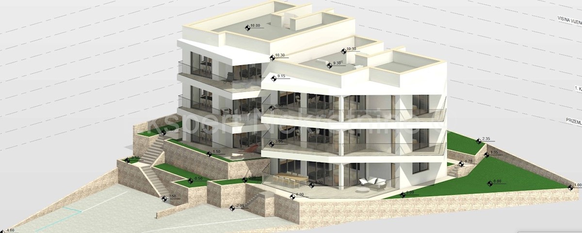 Čiovo, Okrug, appartamento di 3 locali 83 m2 + 20 m2 balcone, piscina, vista, Novograd.