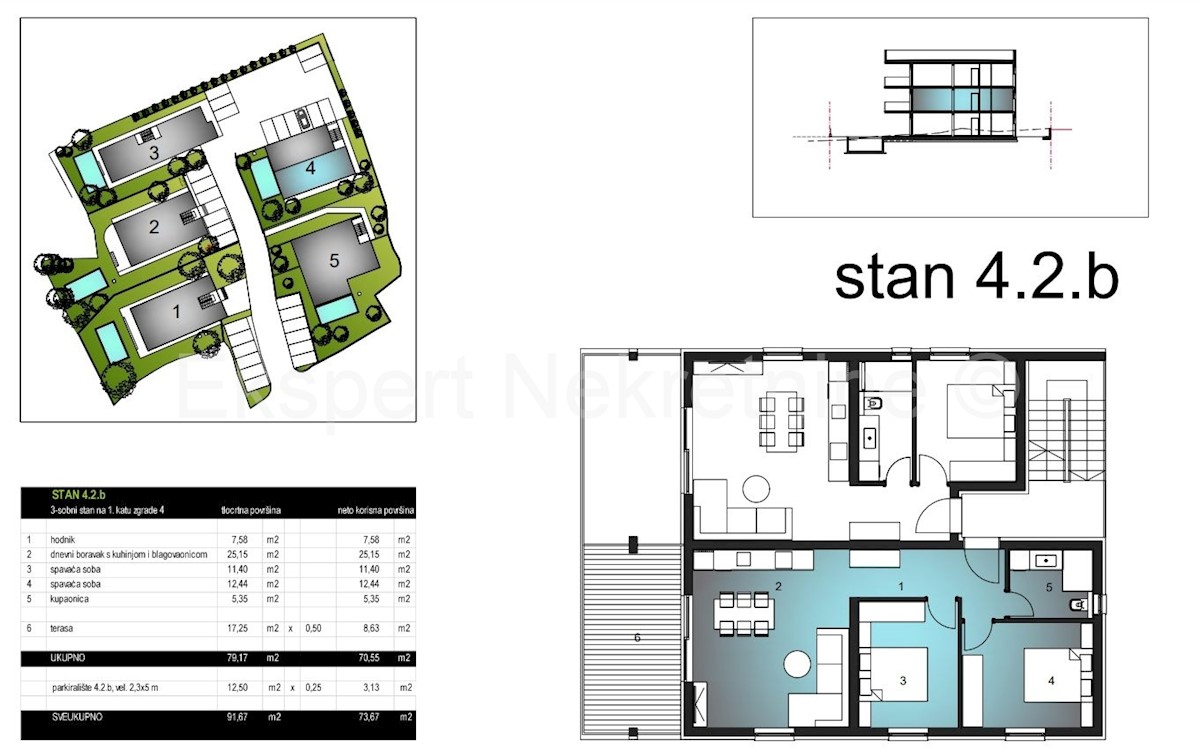 Čiovo, Okrug.G., appartamento di 2 camere da letto 74m2 con parcheggio, vista mare