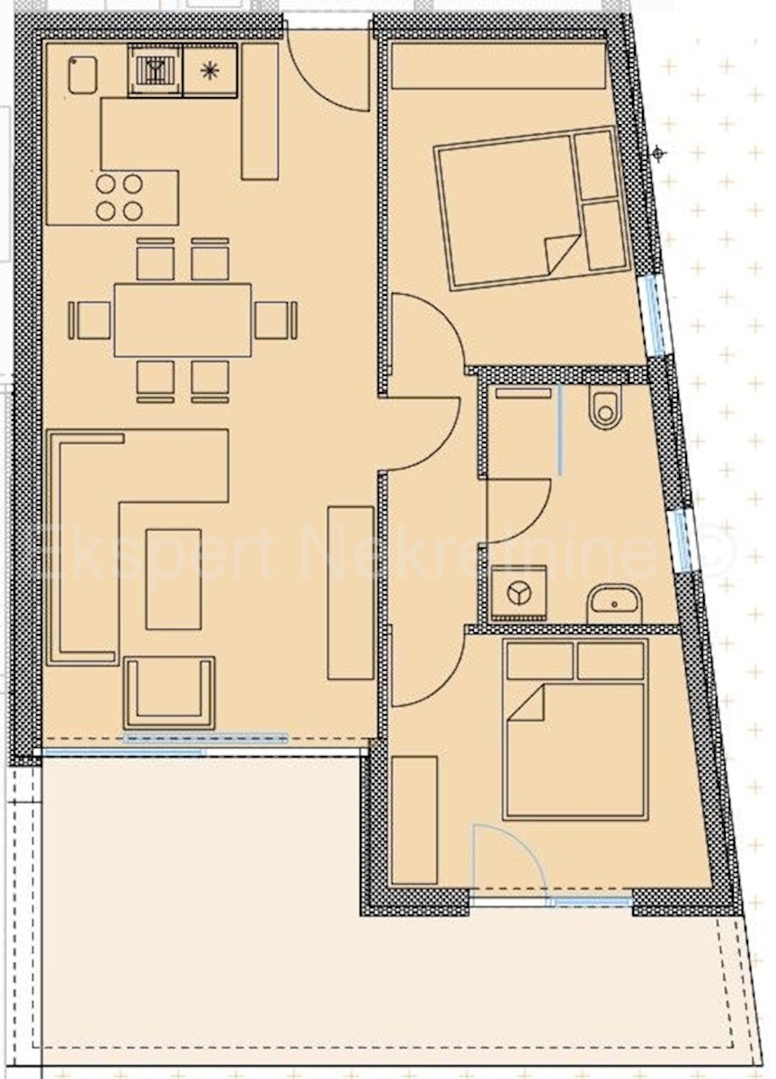 Trogir, Saldun, appartamento con 2 camere da letto 75m2 + giardino 48m2, di nuova costruzione, vista mare