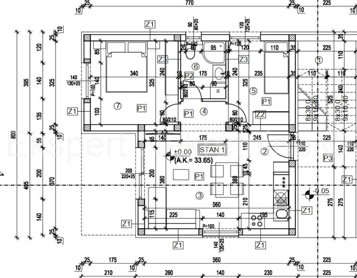 Čiovo, Okrug Gornji, appartamento bilocale 54 m2 con ampio giardino 140 m2, Novogr.e