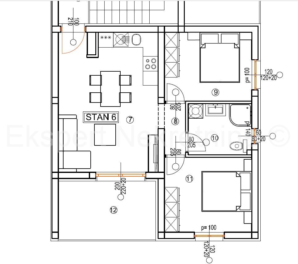 Trogir, excellent location, 2-room apartment 60 m2, new construction, 2nd floor,,