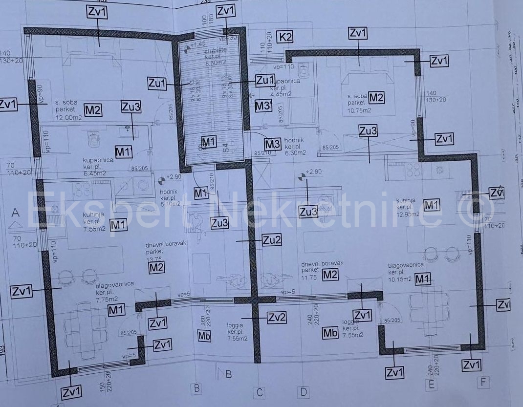 K. Lukšić, appartamento con una camera da letto 56 m2 con parcheggio esterno, nuova costruzione