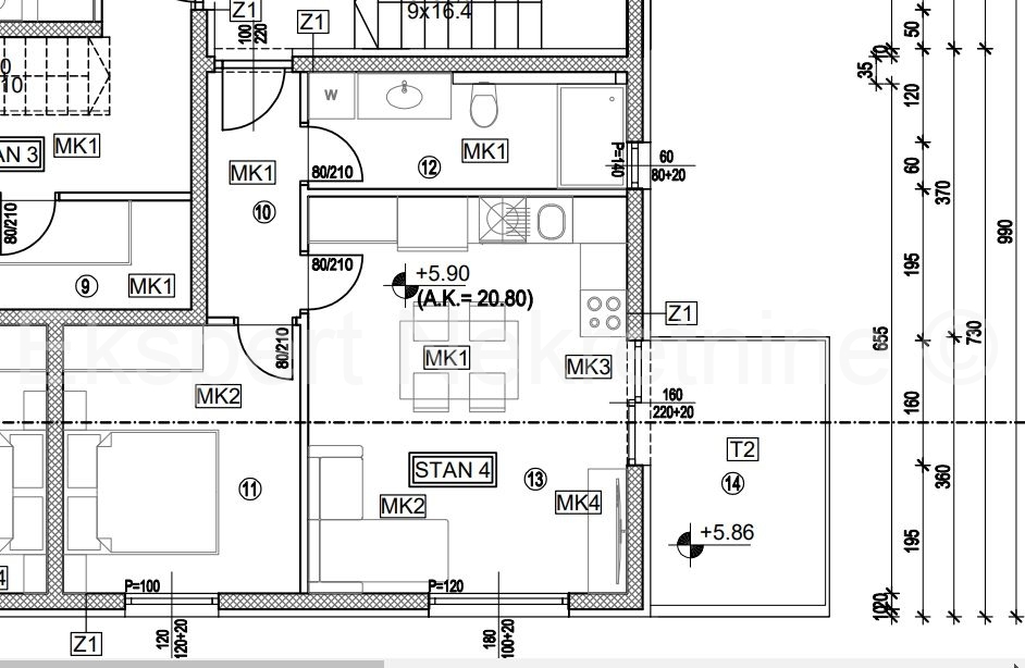 K.Stari, confortevole appartamento con 1 camera da letto 43m2 con posto auto, vista mare